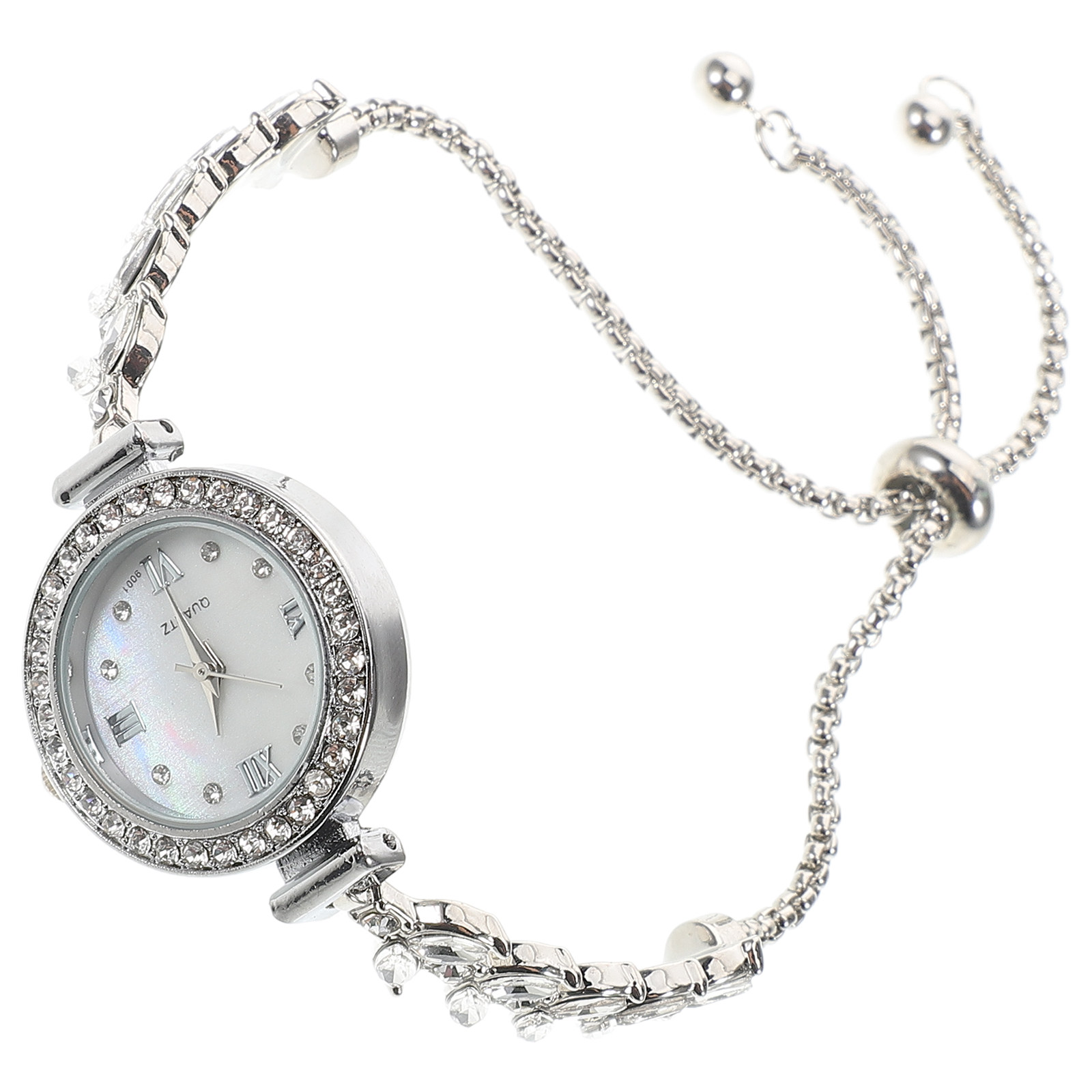 Luxury Watch White - Rhinestone Quartz Watch Women Silver Chain
