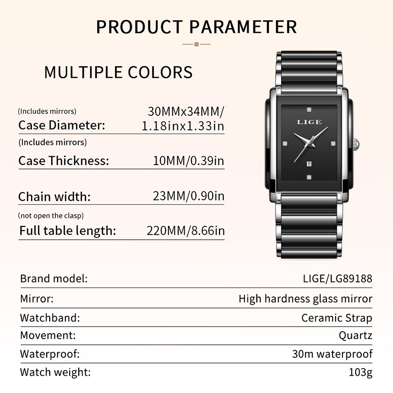 LIGE New Luxury Women Watches  - Luxury Watch Gift Box recension och pris