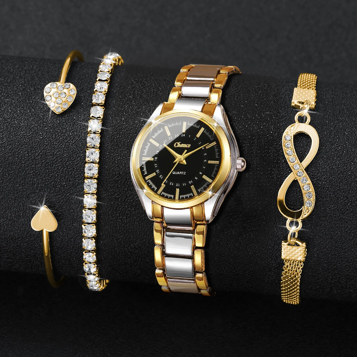 4PCS Elegant Women Watches Bra - Luxury Watch Gift Box recension och pris
