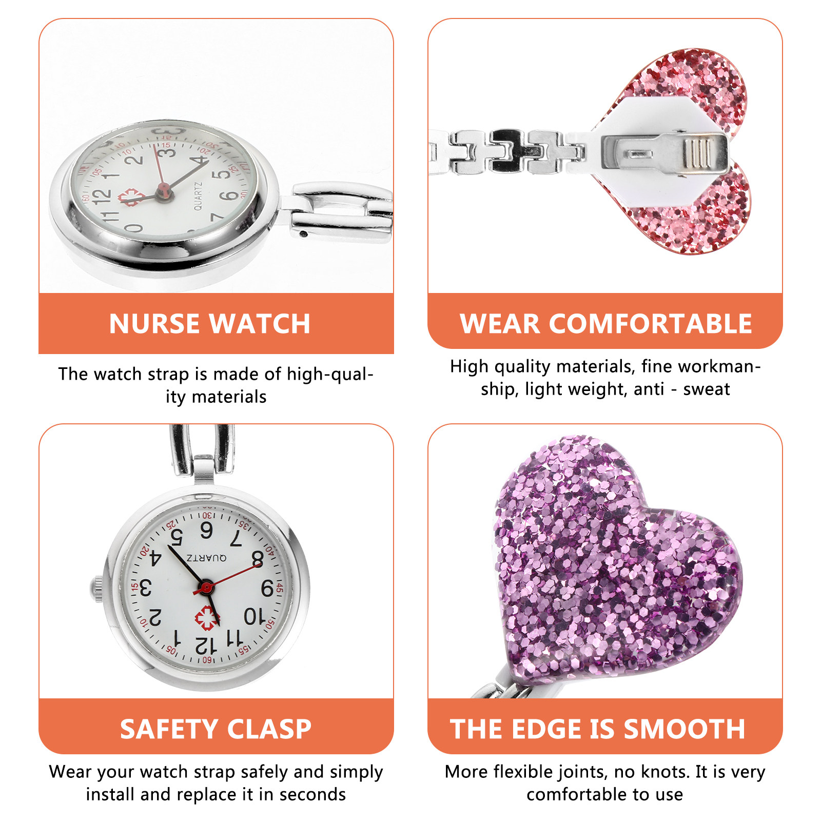 3pcs Love Heart Nurse Hanging  - Luxury Watch White recension och pris