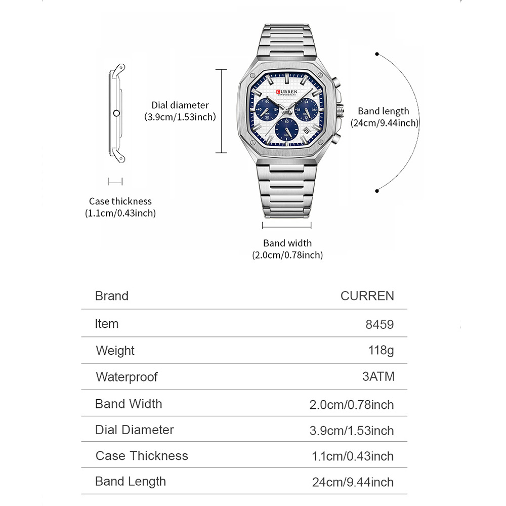 CURREN Luxury Square Chrono Wa - Luxury Watch Men recension och pris