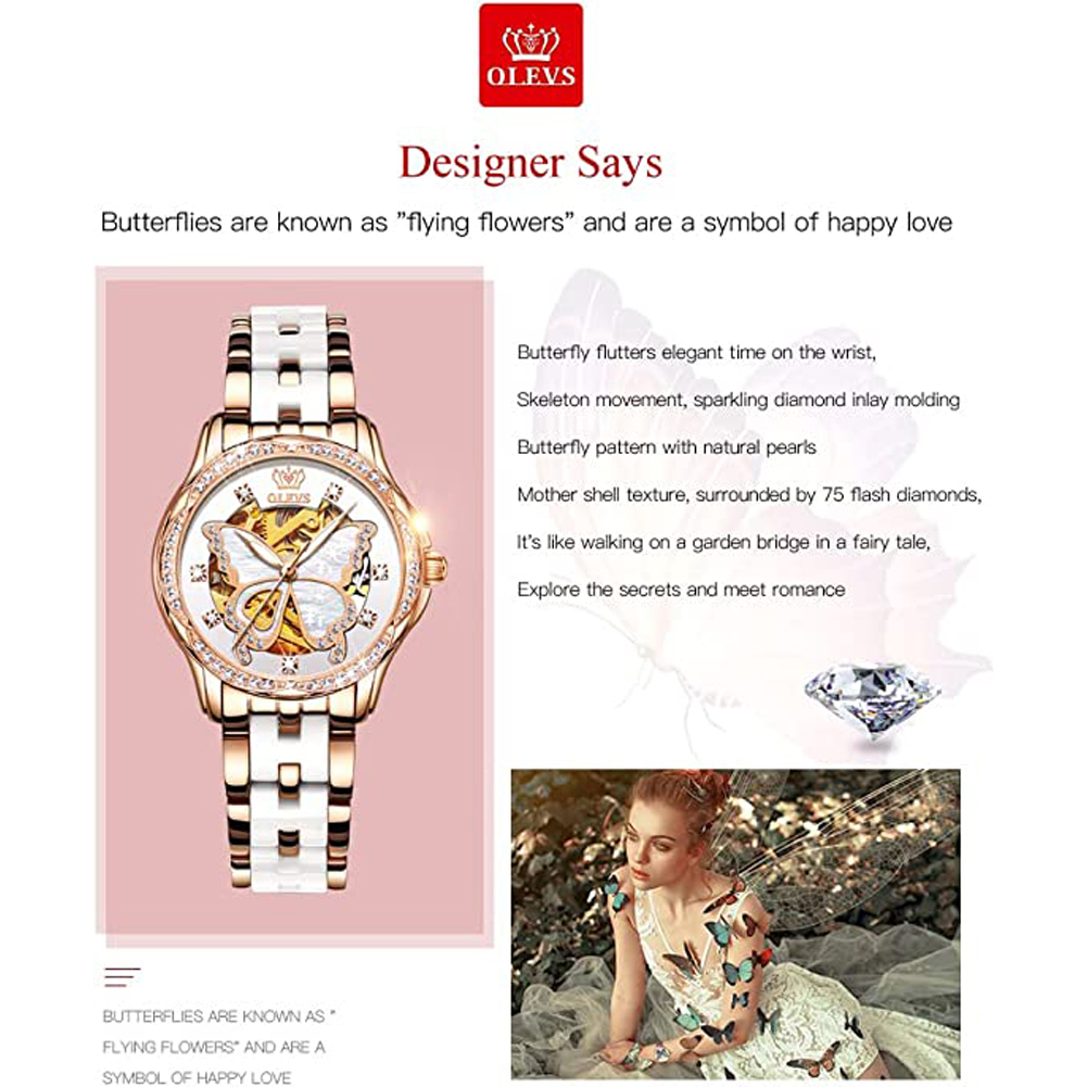 OLEVS Women's Automatic Watche - Luxury Watch White recension och pris